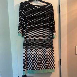 Chico's Black and White Sheath Dress 3/4 Sleeve Crew Neck